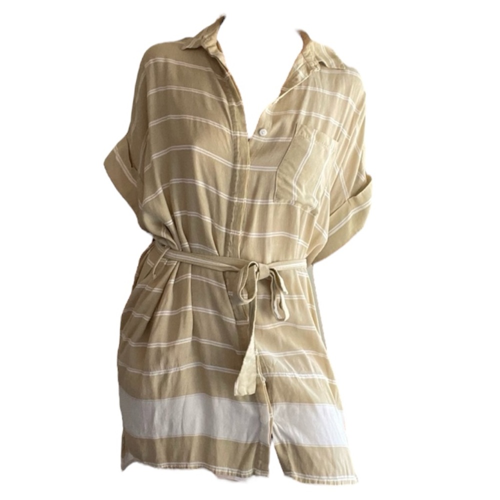 Faithfull the Brand Striped Button Shirt Dress Sz M No Tie